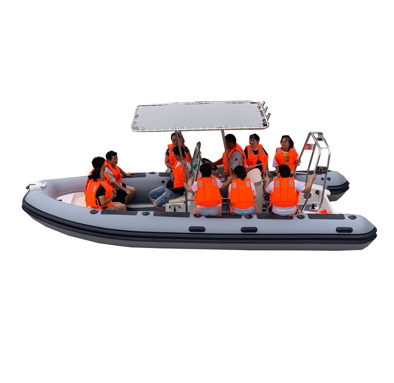 Large inflatable boat with motor