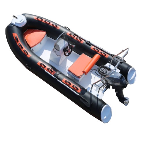 Rigid inflatable boat with motor