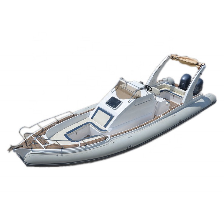 Rigid hull inflatable fishing boat and semi rigid inflatable boat