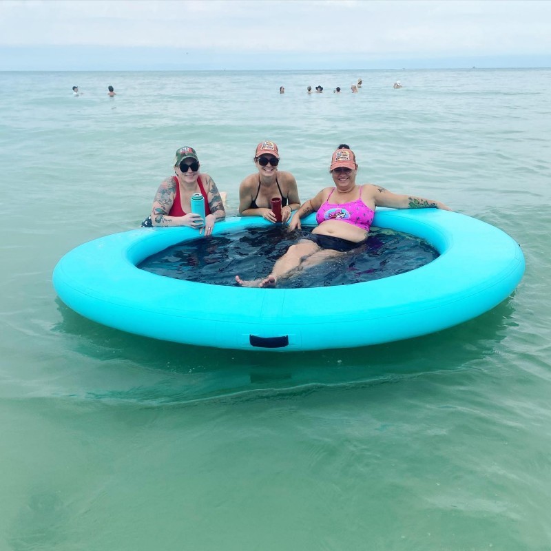 Customized Inflatable floating water hammock and circular mesh dock for sale