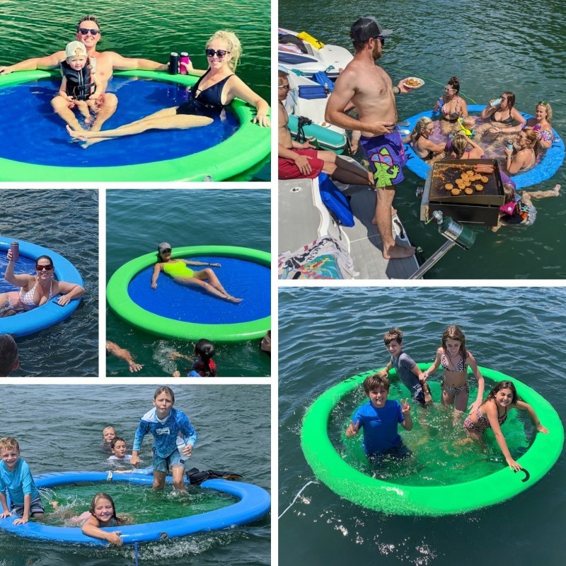 Customized Inflatable floating water hammock and circular mesh dock for sale