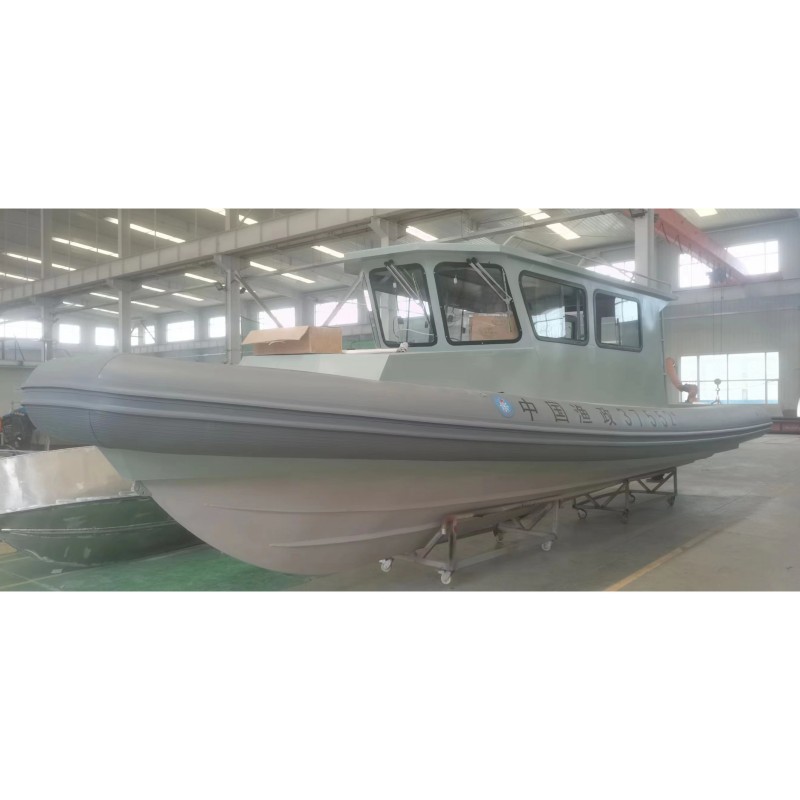 rigid hull inflatable boat with cabin